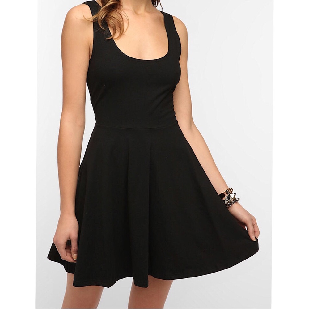 Cute, simple, low back black skater dress!
